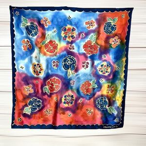 Jennifer Eve Silks Absolutely Unique Silk Square Scarf Hand-Painted Hand Rolled